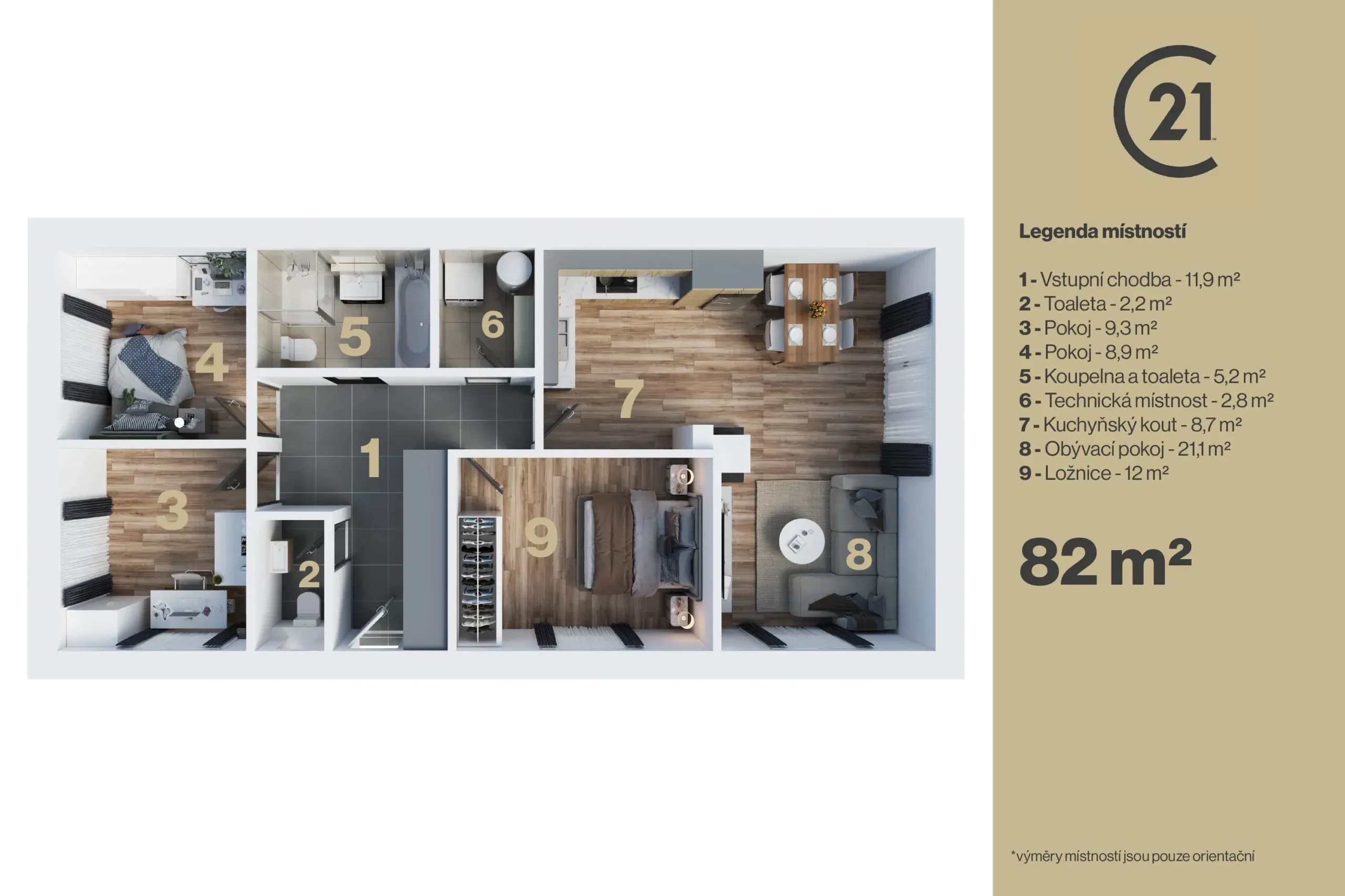 Fotografie: Jana Vrastilova rodinny dum v Bustehradu ul. Lucni 3D půdorys s legendou